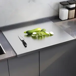Premium Stainless Steel Cooking Cutting Board - Durable Chopping Board with Non-slip Rubber Base, Heavy Duty for Meat, Vegetables, Kitchen Gadgets,  Gifts for Mothers, Family