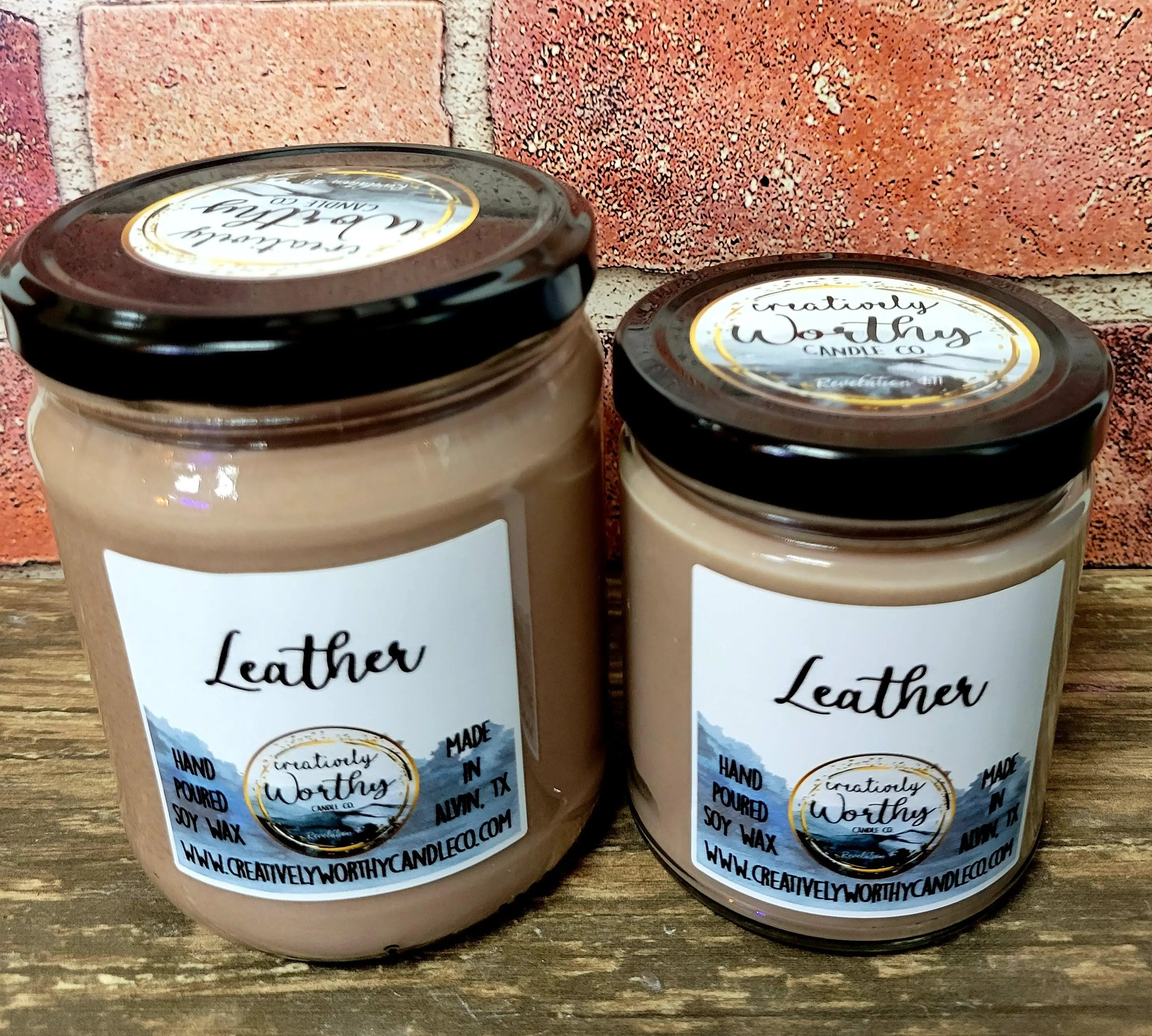 Leather Soy Wax Candles - Wax Melts, 8 oz, 16oz