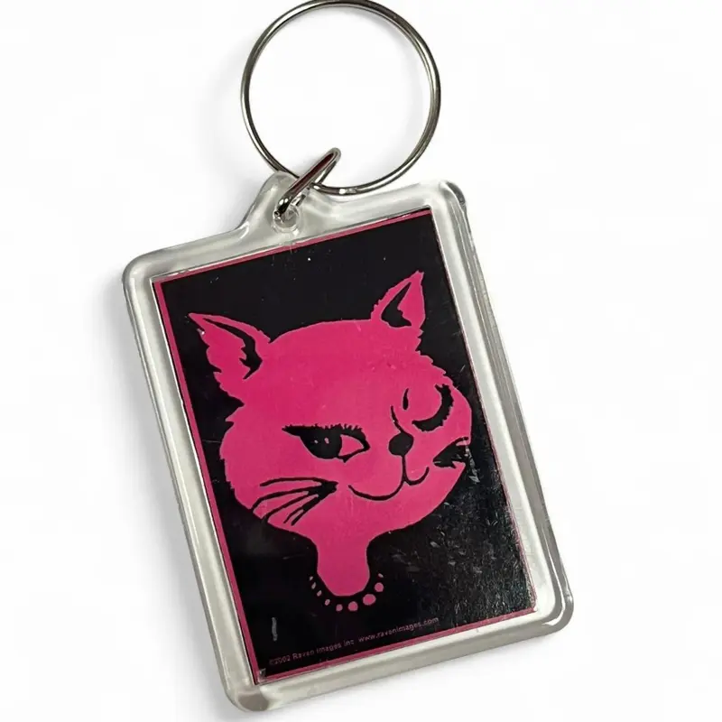 Early 2000s Sassy Cat Emo Deadstock Keychain | Pink Cat | Mcbling | Scene | 2000s Aesthetic gift