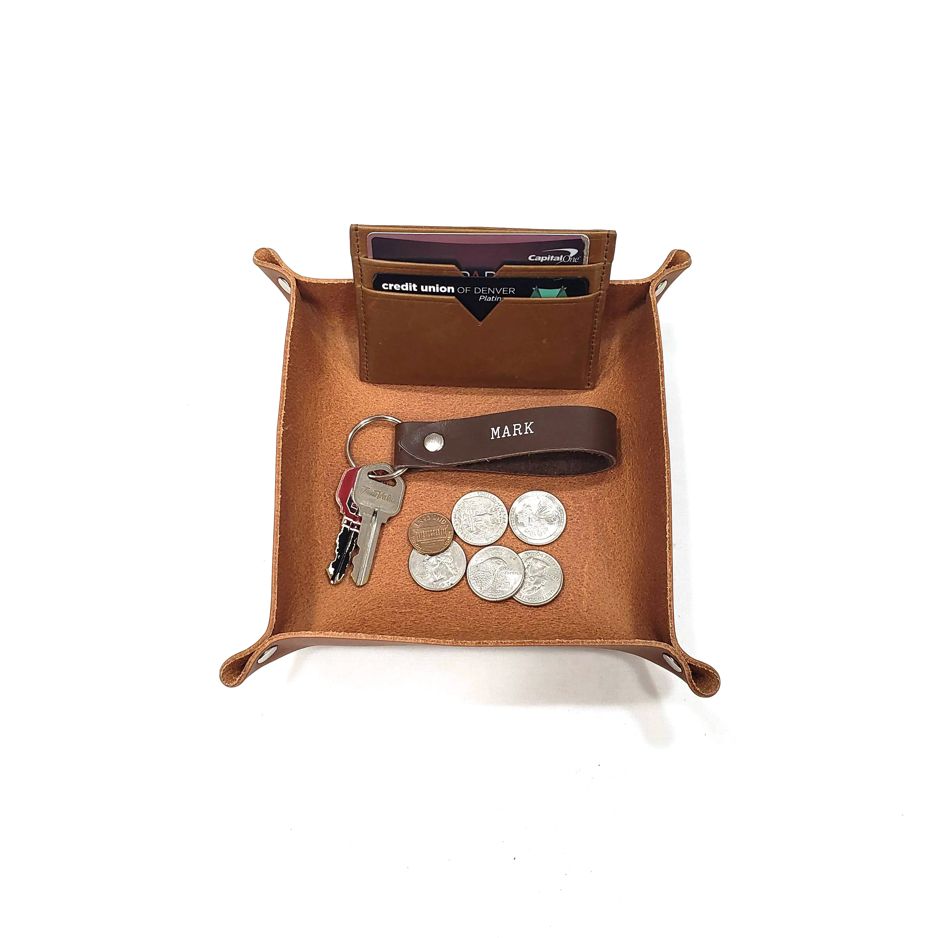 Leather Valet Tray, Desk Organizer, Key Wallet Holder