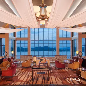 CNCEST 6 Panel Sheer Chiffon Drapes 15ft Long Wedding Arch Backdrop Decor Pink Voile Fabric Rod Pocket Sheer Voile Panels for Ceremony Reception Decoration