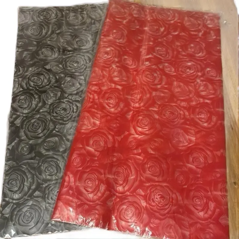 Papel Coreano with Rose Print in Red and Black Colors - Decorative Paper Featuring Embossed Floral Design