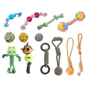 Amazon Pet Supplies Dog Cotton Knot Toy Large Set Teeth Cleaning Durable Chew Toy Relieve Boredom Bendable Anti-Clogging Dog Toy