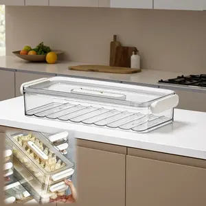 Plastic refrigerator storage box with lid, sealed dumpling food container, suitable for refrigerator storage, large size, white, sealed, kitchen storage shelf