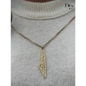 18k Gold Palestine Map Necklace