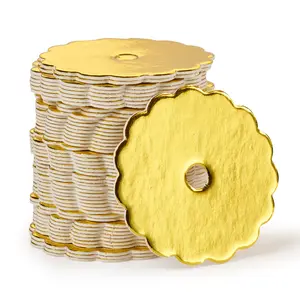 Cake Pop Boards, Gold Scalloped (50pcs to a Package) - 2" Diameter Shine Finish with Scalloped Edges