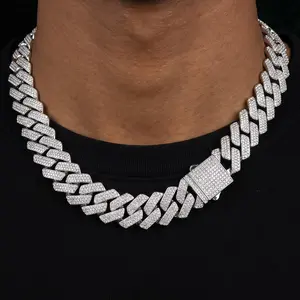 HELLOICE 20mm Iced Out Miami Cuban Chain 18K Gold Plated Cuban Chain