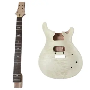 Double Swing DIY Electric Guitar Kit 24 Fret Maple Veneer Lower Flyer Inlay Solid Mahogany Body Rosewood Fingerboard 25.5 Inch String Length