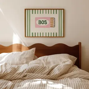 Boston Matchbook Wall Art Print  Cool Pop Art Poster for Bedroom, Dorm, Living Room, Retro Number Artwork, Massachusetts Poster