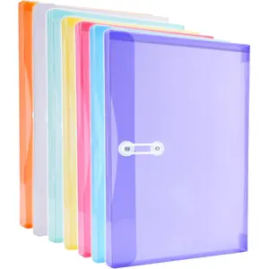 Legal Size Clear Plastic Envelopes with String Tie Closure, 1-1/4" Expansion Side Loading Poly Envelope File Folder Document Organizer for Legal Size Paper, Ideal for Office School Home Filing (7)
