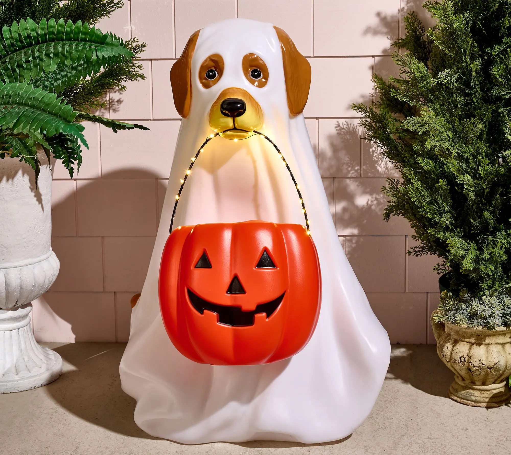 Bethlehem Lights 28" Illuminated Halloween Dog with Basket