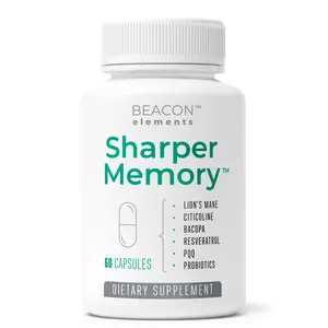 Sharper Memory Brain Supplement for Memory & Focus | Nootropic Formula for Brain Wellness with Lion’s Mane, Citicoline, Bacopa, PQQ, Resveratrol & Probiotics | 60 Capsules