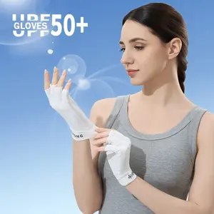50+ Nail Sun Protection Gloves, Ice Silk Spring Summer Half-Finger Gloves, UV Protection Hand Guard, Designed for Outdoor Sports Enthusiasts