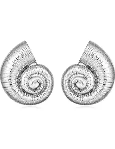 St. Barths La Robe Nautilus Silver Seashell Earrings