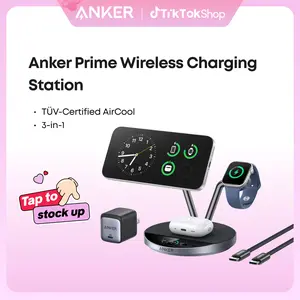 [Live Only]Anker Prime MagSafe Charger Compatible, 3-in-1 Charging Station, Qi2 25W Certified Wireless Charger Dock Stand, Smart Display with TEC Active Cooling, for iPhone 17, Apple Watch, AirPods, and More