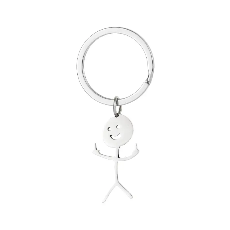 Funny Doodle Keychain, Zinc Alloy Stickman Middle Finger Pendant for Bags & Car Keys, Unique Gag Gift for Men and Women, Stick Figure, Doodle Art, Graphic, Unique Look, Everyday, Durable, Unisex, Choking Hazard Small Parts