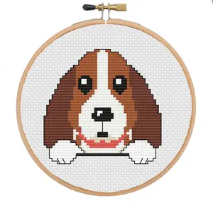 Hound Dog Cross Stitch Pattern - Ideal for Dog Lovers, Easy-to-Follow with 7 DMC Colors