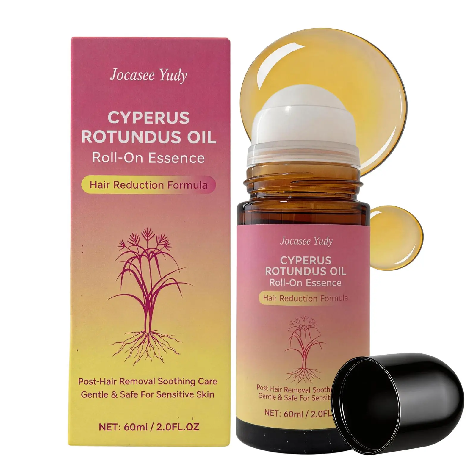 Cyperus Rotundus Oil for Natural Hair Reduction Body Roll-On Serum- 60ml/2oz