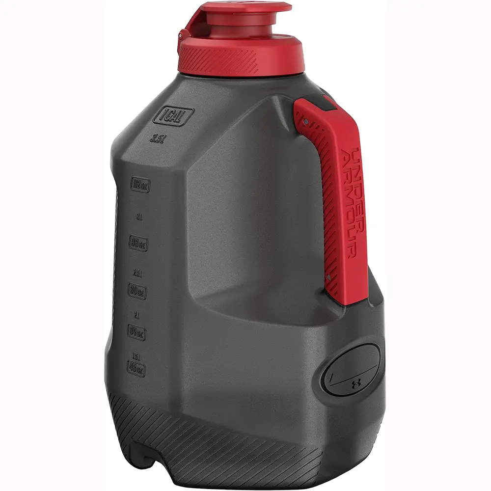 Under Armour 1 Gal Sports Water Bottle, Durable Large Gym Jug for Men and Women, Ideal for Football, Basketball, Black/Black