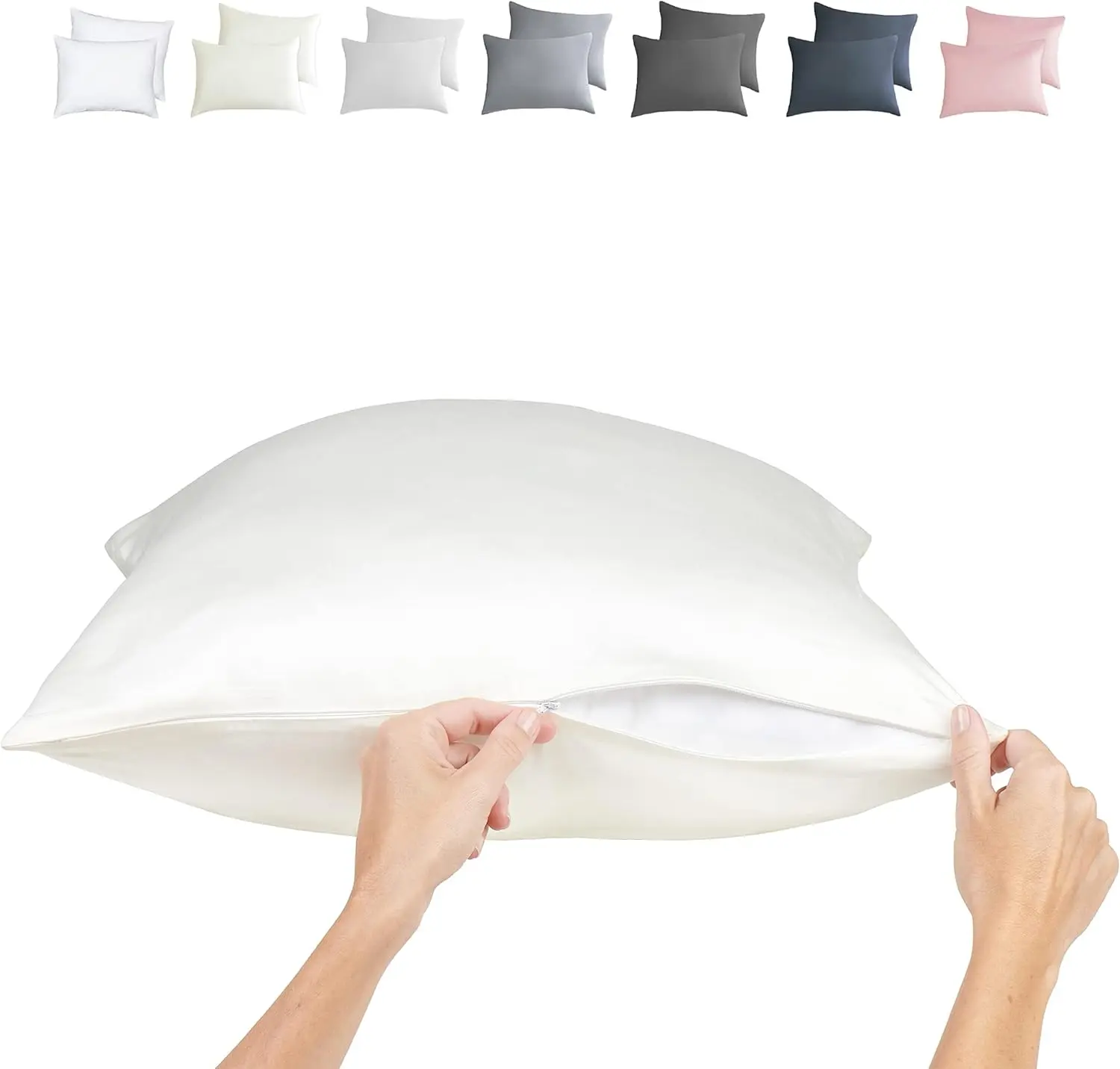 JOMO Bamboo Viscose Solid King Size Pillowcases (36x20 in) Set of 2, Cooling Bedding for Hot Sleeping, Silky Soft Breathable Hidden Zipper Covers, OEKO-TEX Certified, Machine Washable, Shade Line Dry