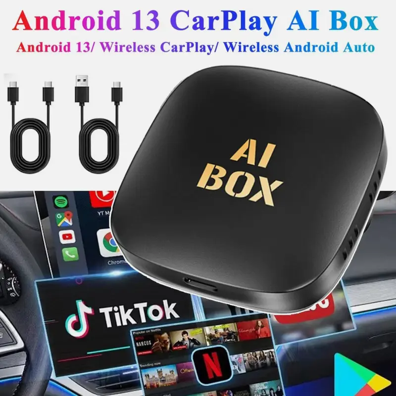 Android 13 CarPlay AI Box Wireless CarPlay Android Auto WIFI Adapter Converter w Netflix YouTube