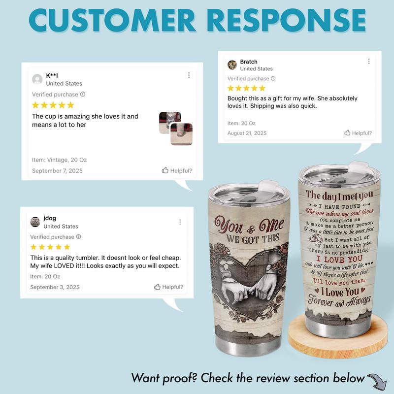 Valentine’s Day KindCrafts Shop You and Me 20Oz Stainless Steel Tumbler - Made in USA, Anniversary Mens Gift for Husband Wife, Nespresso Nomad Cup,Romantic Drinkware, Couple Love Story Coffee Cup Pink Stairmaster Dia De Muertos straw tumbler Beverage Mug