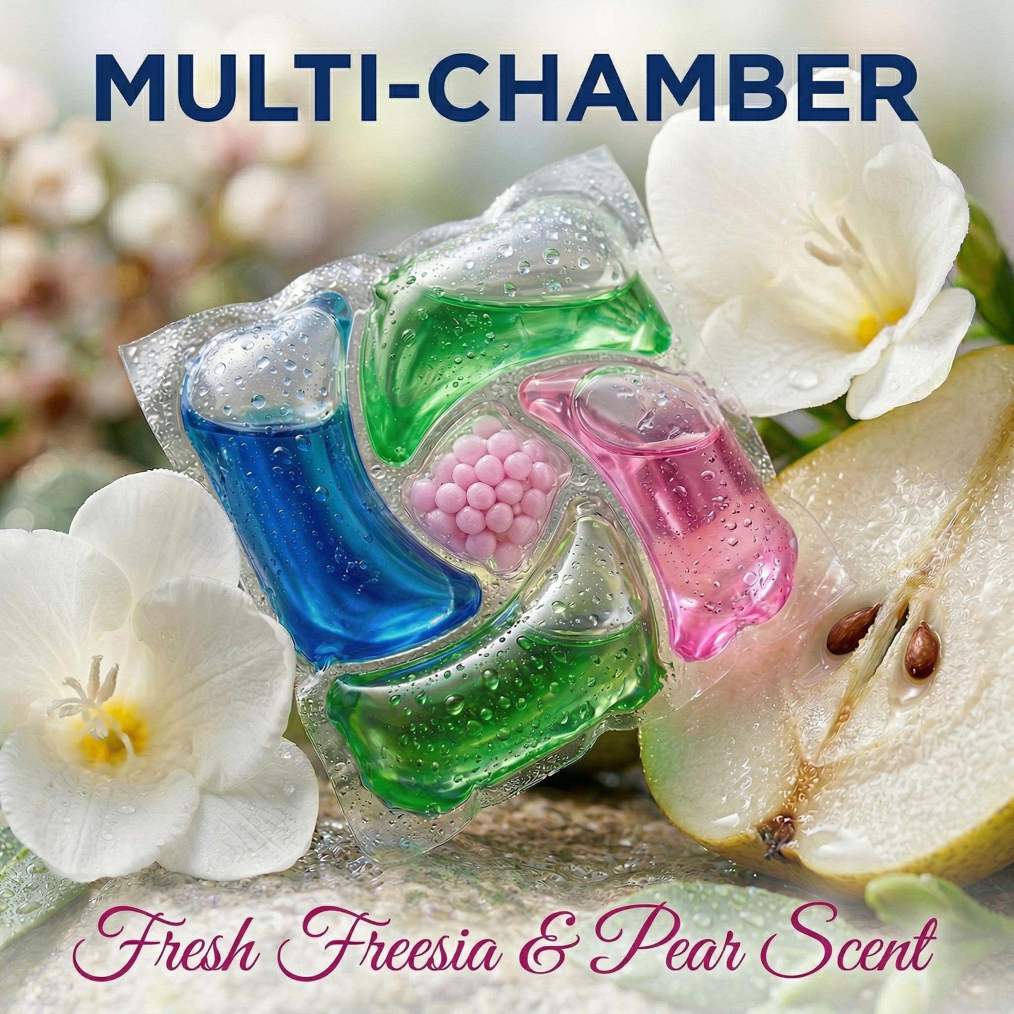 Z-Solicare-Fresh Freesia 6 in 1 Stain Fighting Odor Eliminating Ocean Breeze 138 Paks Multi-Chamber HE Compatible Laundry Detergent Pods for All Washing Machines