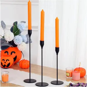 3 count Matte Black Candlestick Holders Set Fit 3/4" Tall Taper Candle  Decorative Table Centerpieces for Family Dinning, Party Decoration