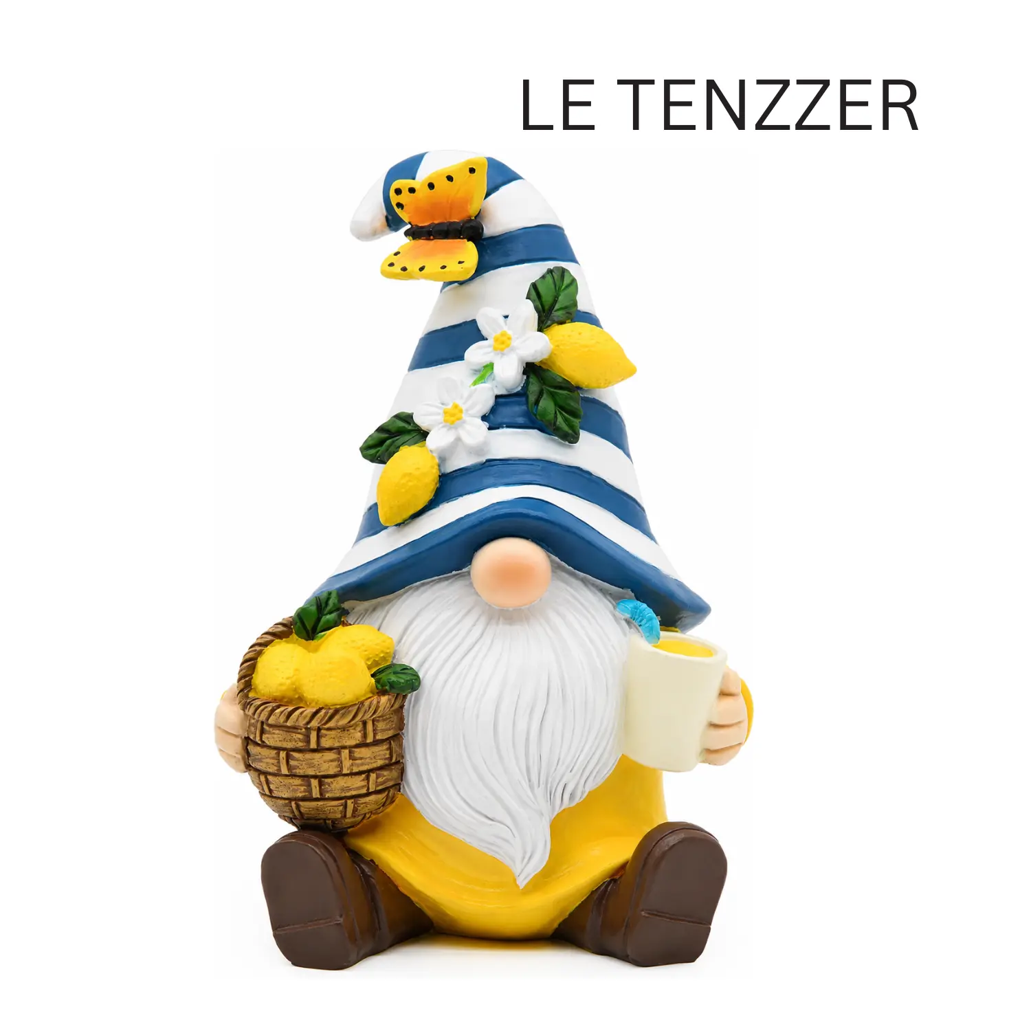 Summer Lemon Gnome Resin Figurine - Decorative Lemon Themed Party Accent, Farmhouse Desk Ornament, Tiered Tray Piece, Mother's Day Blossoms Gift