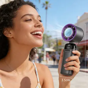 Portable Handheld Turbo Fan with Cooling Plate, 1–200 Stepless Speeds Rechargeable Personal Mini Fan, Perfect Summer Gift for Office Camping Travel Outdoor