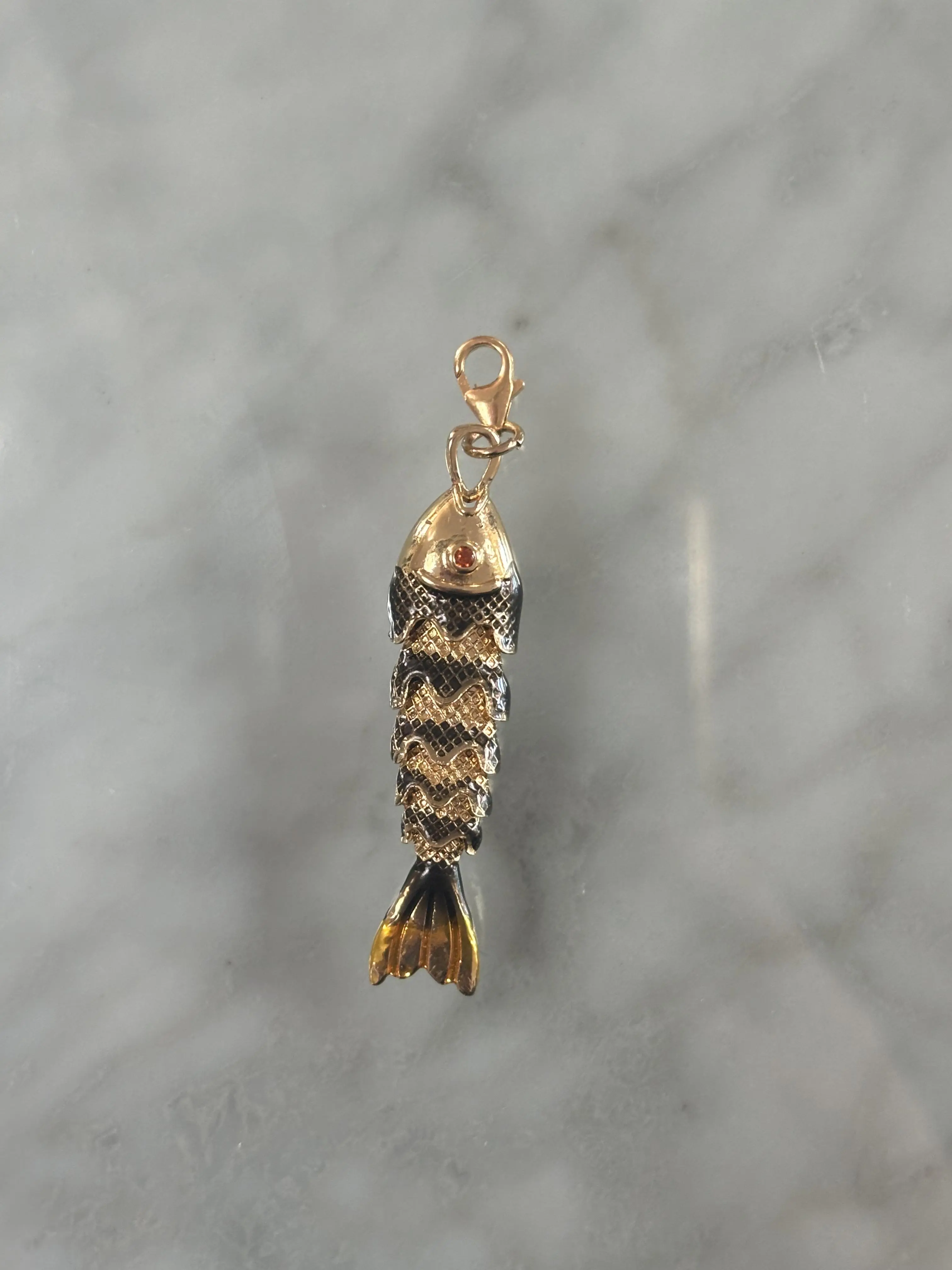 Protect Your Peace Solo Fish Charms Gold-Colored with Intricate Scales in Turquoise Orange Indigo Black & Green Clip-On Clasp for Versatile Jewelry