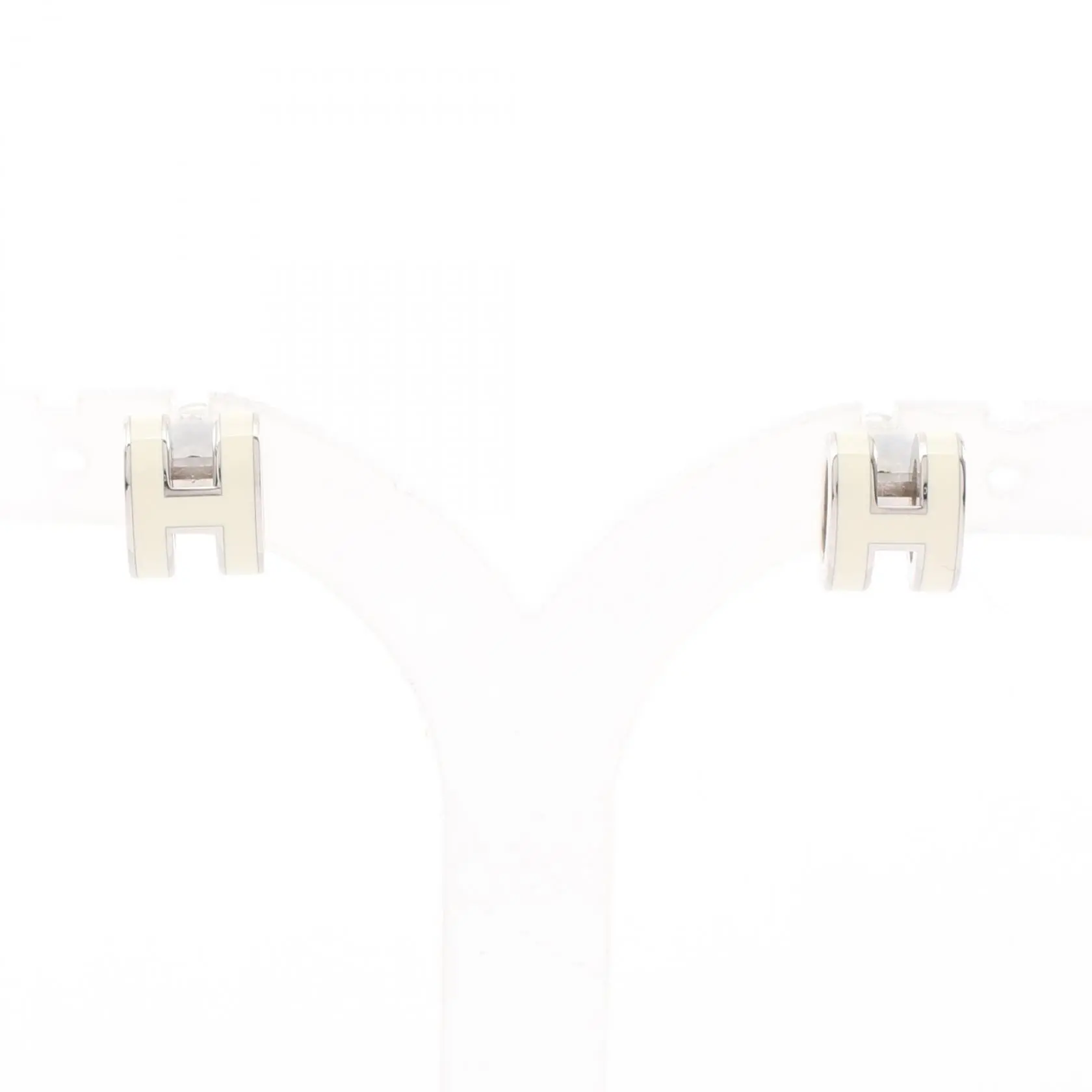 Pre-owned HERMÈS Stainless Small Leather Goods Hermes MINI POP H Earrings