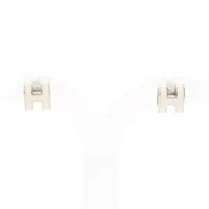 Pre-owned HERMÈS Stainless Small Leather Goods Hermes MINI POP H Earrings