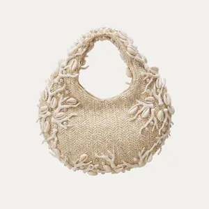 Lamu Raffia Shell & Coral Bag -  Ivory