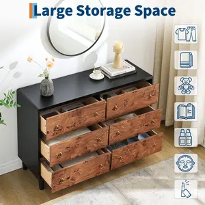 5/6/7 Drawers Dresser, Modern Chest of Drawers with Natural Texture, Curved Profile Design, Dresser TV Stand, Wood Drawer Organizer for Bedroom, Living Room, Hallway, Natural Oak