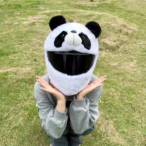 1pc Anti-Scratch Motorcycle Helmet Cover, Cartoon Panda Design, Plush Helmet Case, Cute and Protective, Suitable for Riding, Holiday Gifts, Protective Gear