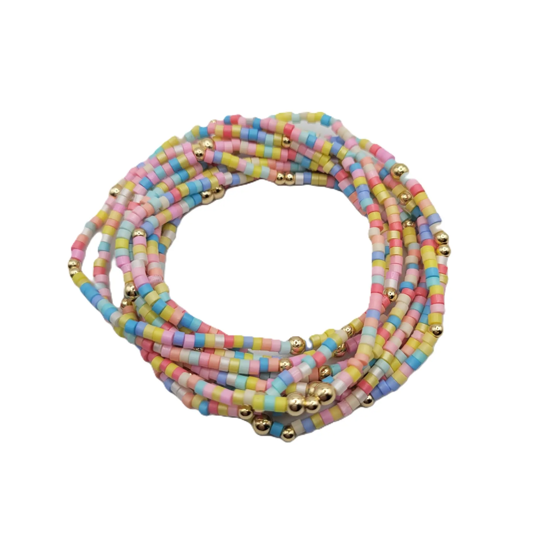 Seed Bead Bracelet with 5 14k Gold Filled Balls, Summer Stackable Beaded Jewelry, Delicate Colorful Handmade Wrist Accessory