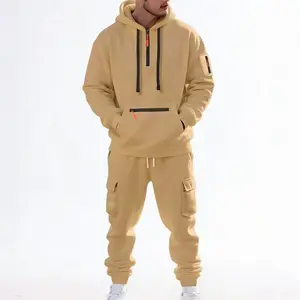 2pcs Winter Heavyweight Fleece-Lined Hoodie & Jogger Set for Men – Warm, Relaxed Fit Streetwear Athleisure Outfit 2pcs Set