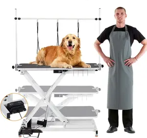 47” Electric Lift Dog Grooming Table (White), Heavy Duty Electric Grooming Arm Table for Pets & Large Dogs Adjustable Height: 9.4"-39.4" Non-slip Desktop with Gantry Crane Set Puppy