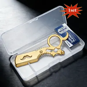 Get a Perfect Smooth Shave! Stainless Gold Steel Straight Razor Set w/ 20 Blades & Luxury Gift Box. Matte Anti-Slip Handle, Durable & Easy to Use. Professional Barber Straight Edge Razor shaving gear sharp shave beard replacement daily razorkit