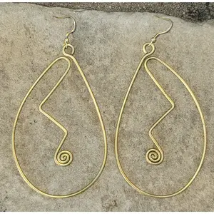 Large Curved Design Brass Earrings