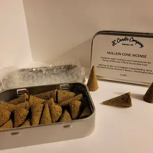 Mullein Cone Incense(Qty 18/pack) - Original, Strawberry, Orange, Lavender and Eucalyptus. Its healing powers are due in part to the mucilage it contains. Made in the USA  (Non-Backflow) Handcrafted Wooden Metal