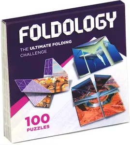 Foldology - The Origami Puzzle Game! Hands-On Brain Teasers. Travel Game for Tweens, Teens & Adults. Fold The Paper to Complete The Picture. 100 Challenges, Ages 10+