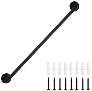 Heavy-Duty Galvanized Steel Stair Handrail, Black Wall-Mount Anti-Slip Grip Safety Guardrail with Load-Bearing Capacity and Mounting Kit for Home Indoor Stairs
