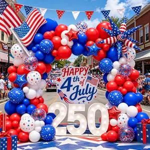 168pcs Red White and Blue Balloon Garland Arch Kit, Patriotic Decorations with 4th of july Balloons, Exploding Star Balloons for Nautical Veterans Memorial Day 4th of July Party Decorations