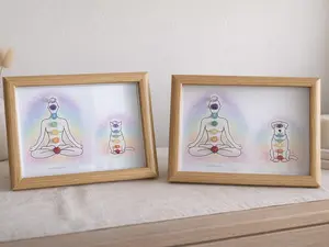 Handmade Human Pet Chakra Crystal Art Frame, Spiritual Meditation Decor, Cat Dog Healing Home，Pet Lover Gift