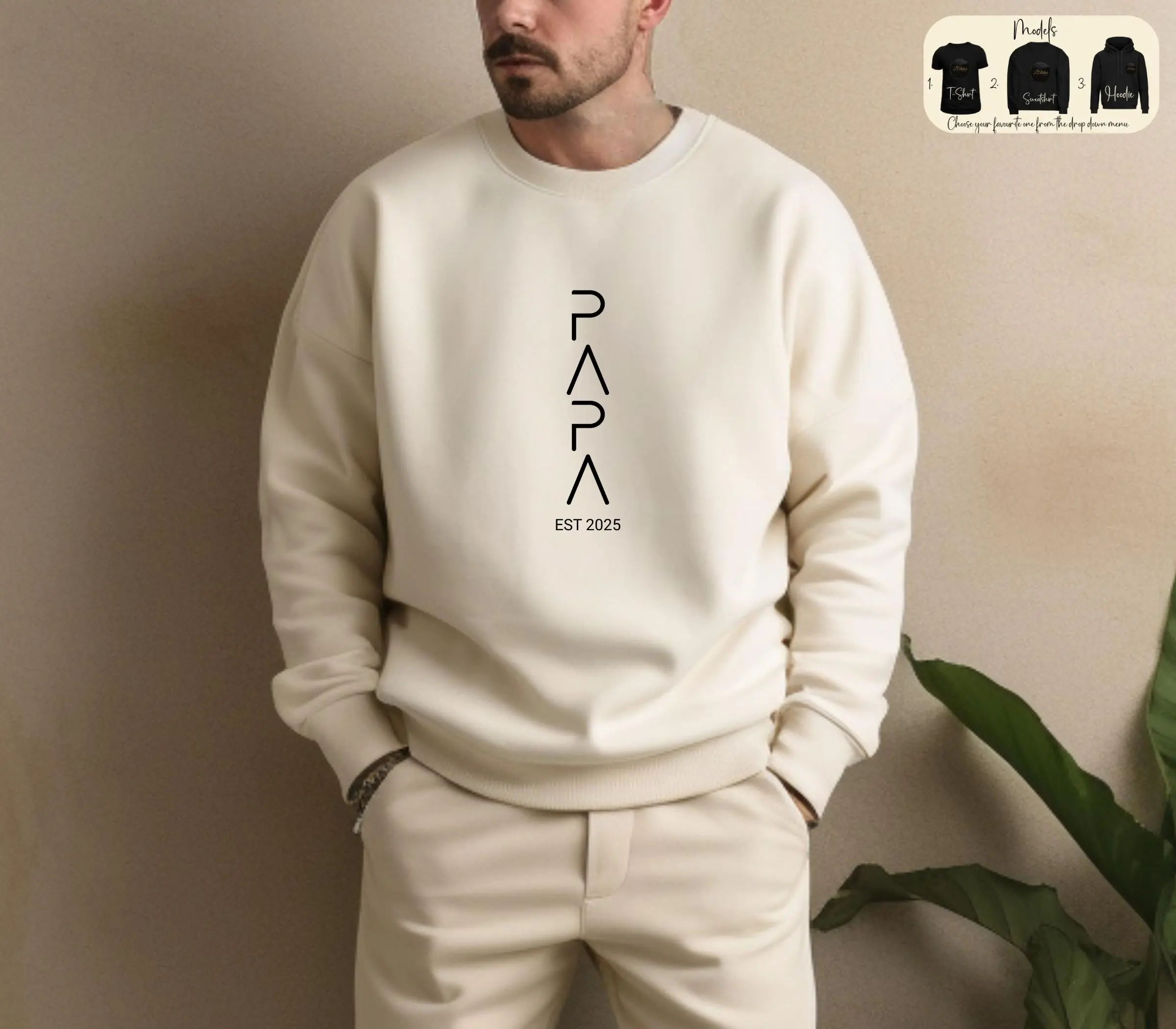 PAPA EST. 2025 Sweatshirt – Minimal Embroidered Crewneck for Men