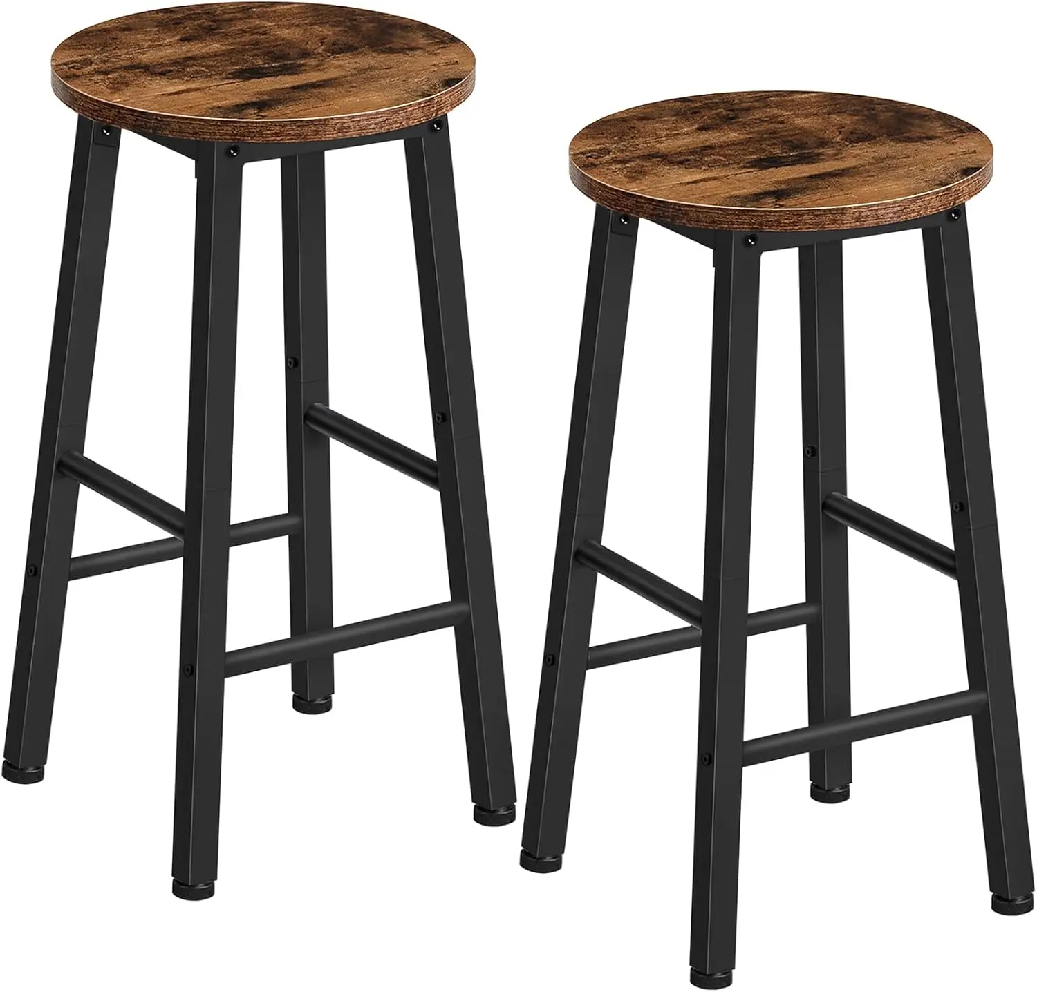 Bar Stools, Bar Stools Set of 2,Counter Height Bar Stools, 24.8" Bar Stools for Kitchen Island, Industrial Kitchen Bar Chairs, for Dining Room, Kitchen, Bar, Rustic Brown and Black