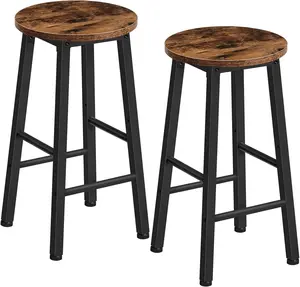 Bar Stools, Bar Stools Set of 2,Counter Height Bar Stools, 24.8" Bar Stools for Kitchen Island, Industrial Kitchen Bar Chairs, for Dining Room, Kitchen, Bar, Rustic Brown and Black