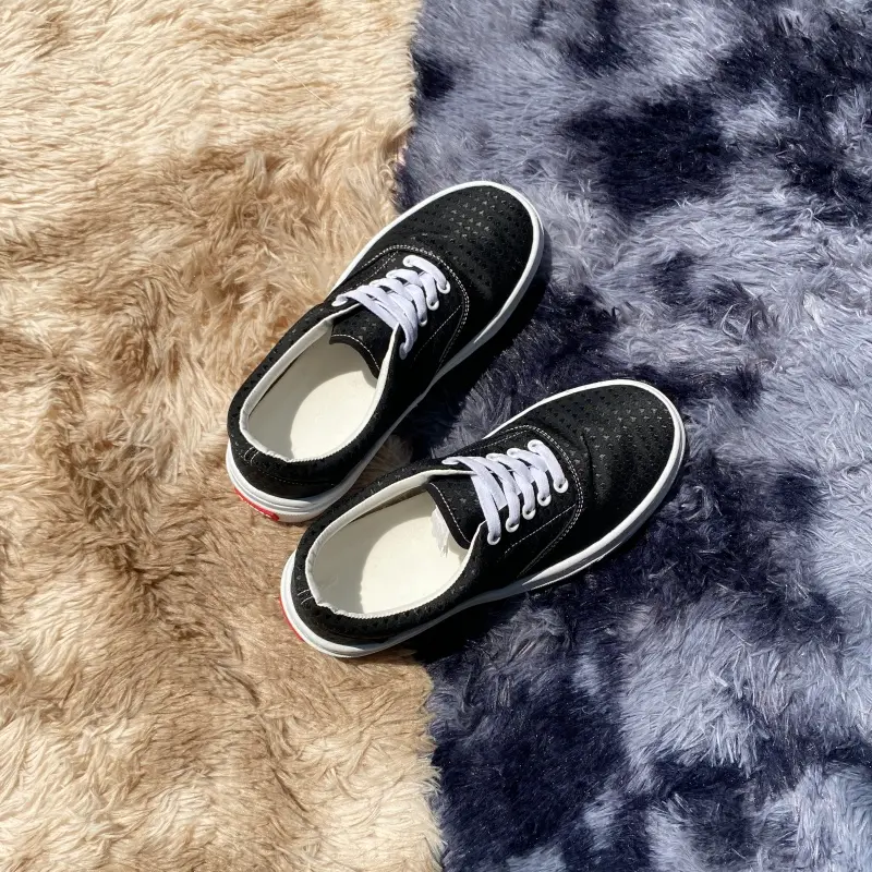 Men's Wide Feet Low-Top Casual Trainers - Wide-Fit, Minimalist Round Toe, Breathable Mesh, Retro Skater Gradient Dark Designs, Thick-Soled Height-Increasing, Cloth Laces, Rubber Sole, All-Seasons Daily Walks Street Footwear, European Size 36-48